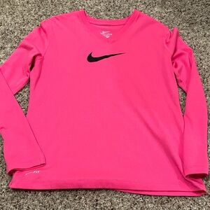 Nike Dry Fit Bright Pink Long Sleeve Tee - large